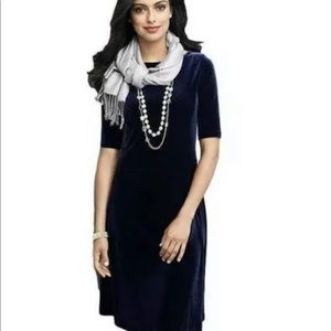 New Lands End Velvet Dress NavyBlue XS 2 4 Holiday
